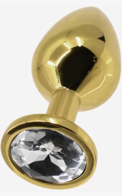 Analplugg  & Buttplug Golden Steel Buttplug with Crystal