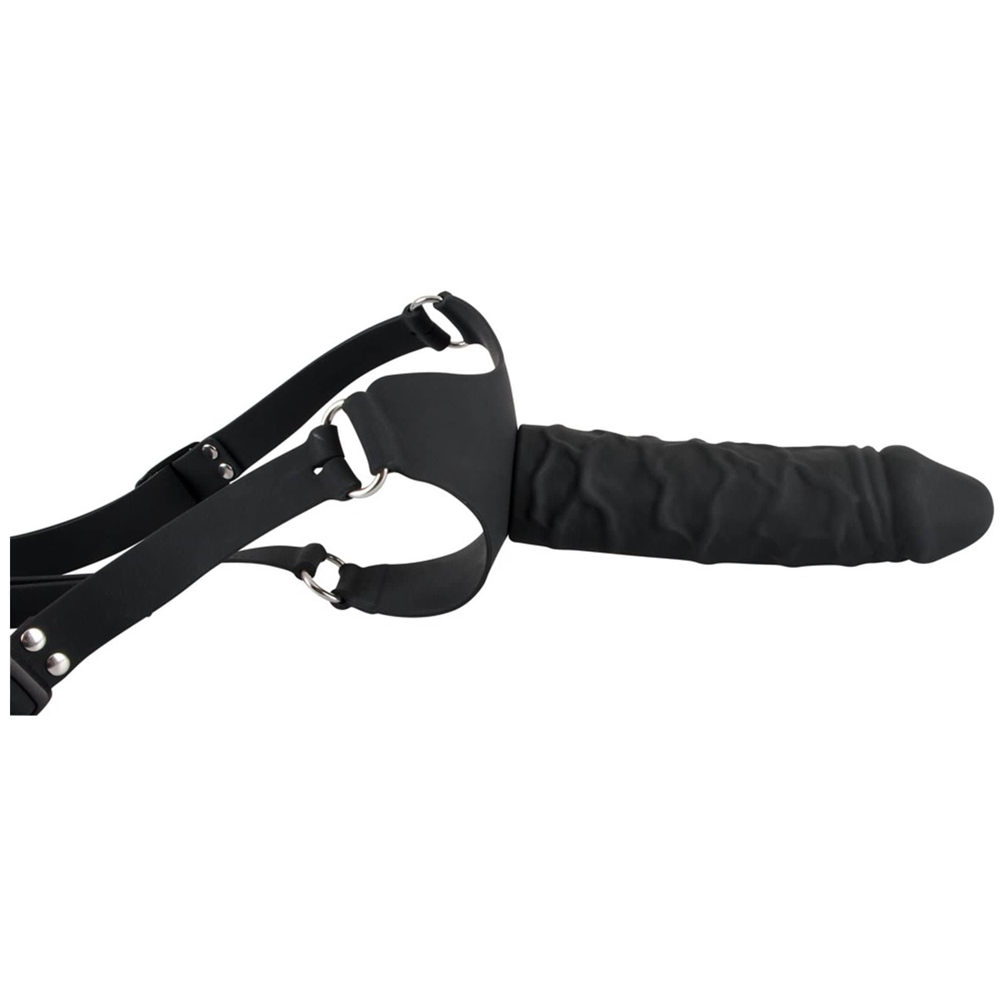 Snygg strap on-sele, svart dildo. 