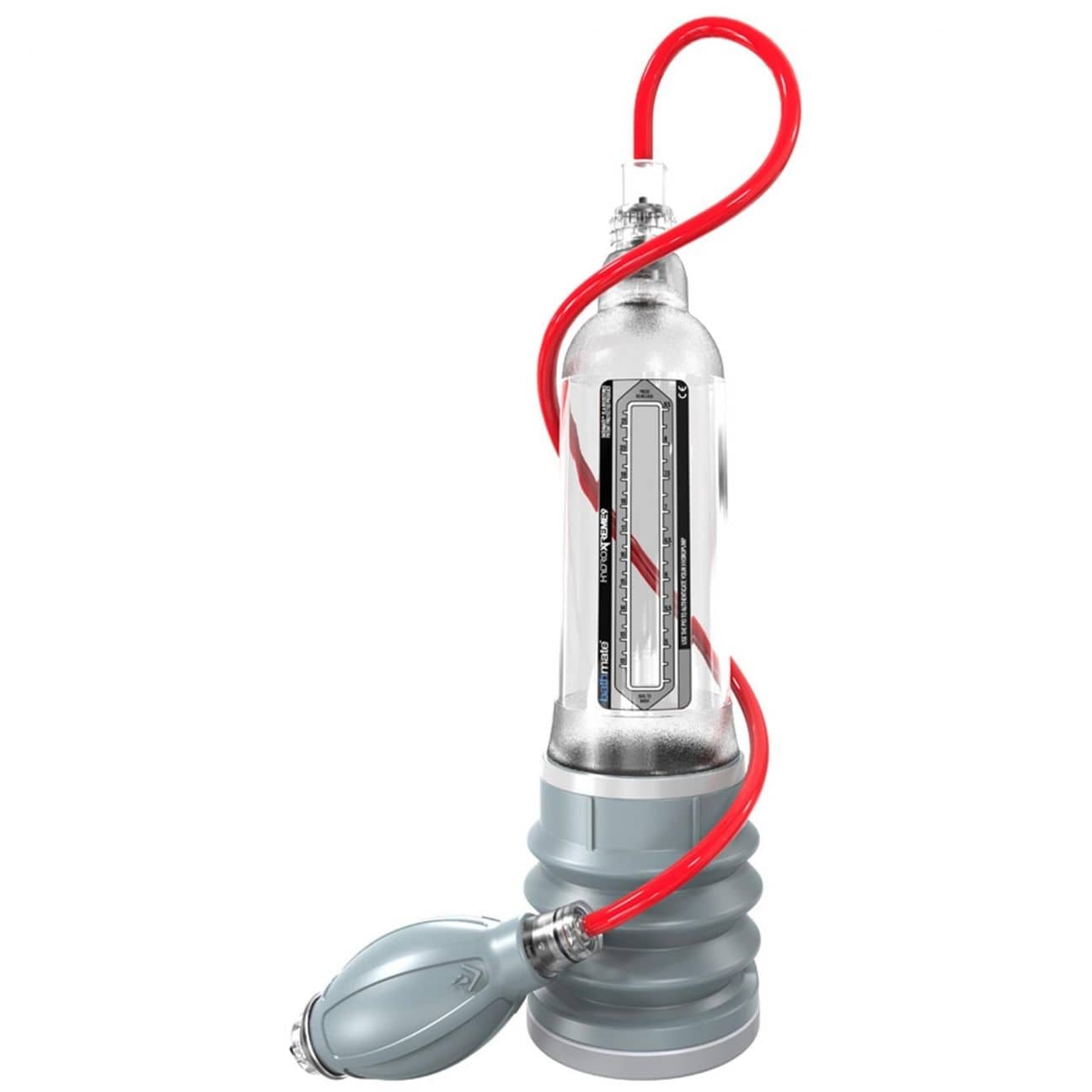 Bathmate HydroXtreme 9 sedd från sidan, visar cylinderns konstruktion