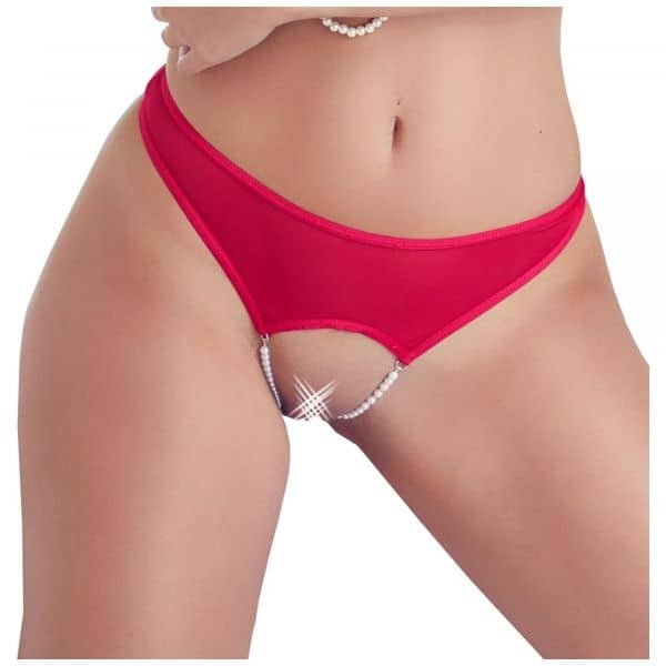 Crotchless Briefs with Pearls S