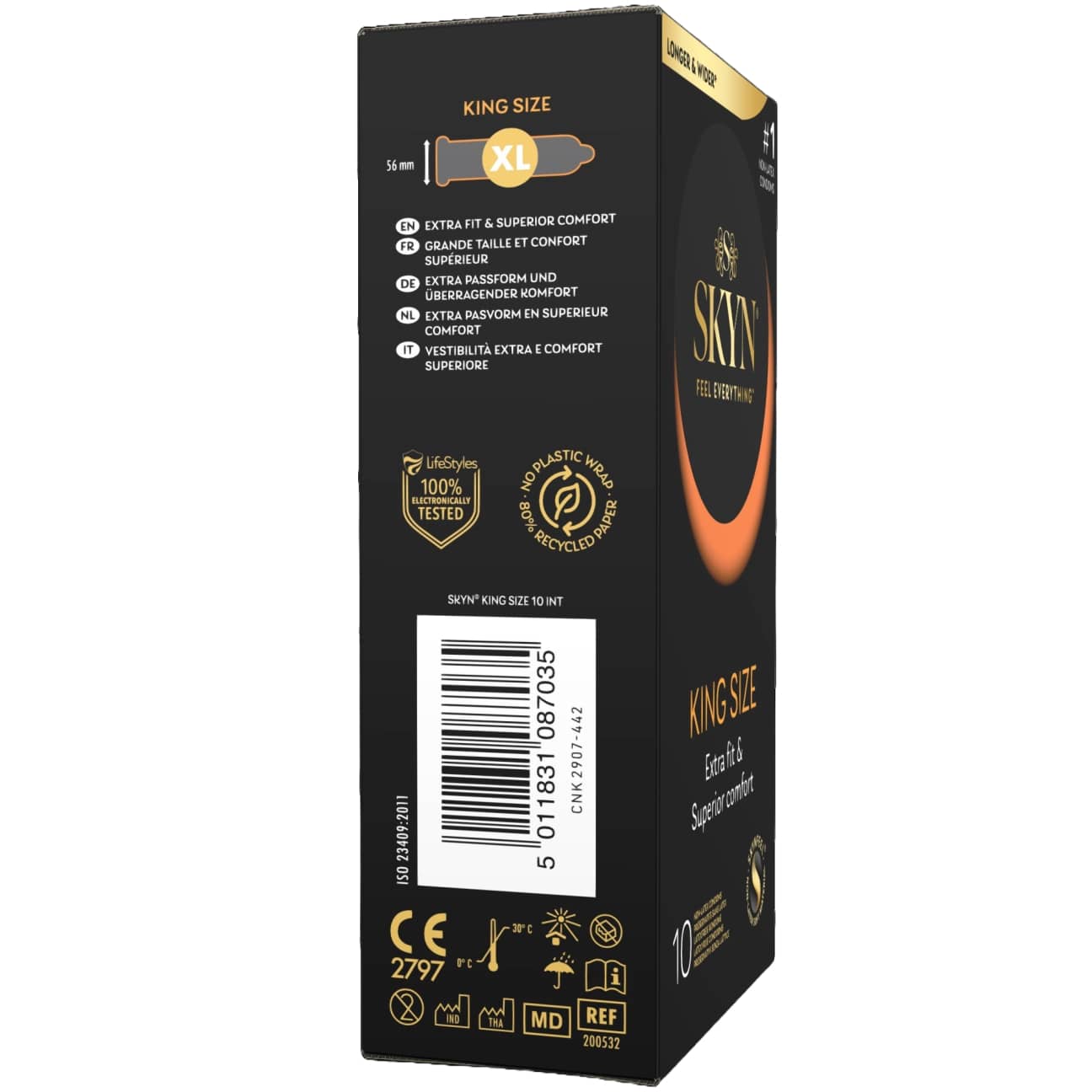 Skyn Condoms Large detalj förpackning