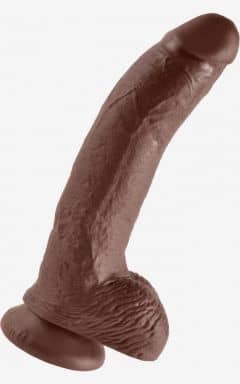 Njutningsleksaker King Cock 9inch Cock With Balls Brown