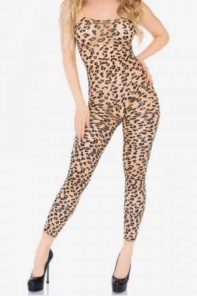 Sexiga Underkläder Bodystocking Footless Leopard S/M