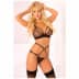 Straps & mesh bra garter G set BLK M/L