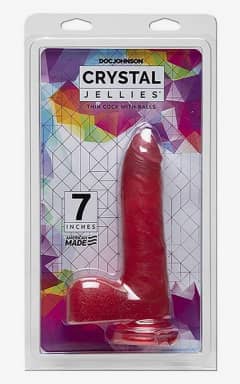 Dildo Crystal Jellies Thin Cock w. Balls Pink 7in