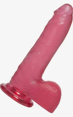 Dildo Crystal Jellies Thin Cock w. Balls Pink 7in