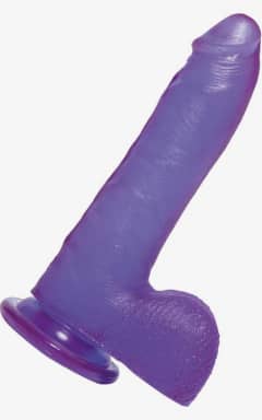 För henne Crystal Jellies Thin Cock w. Balls Purple 7in