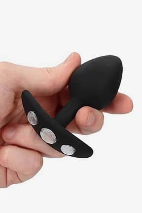 Analt Regular Diamond Butt Plug With Handle - Black