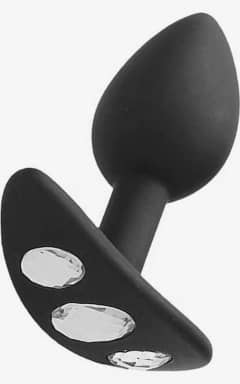 Analt Regular Diamond Butt Plug With Handle - Black
