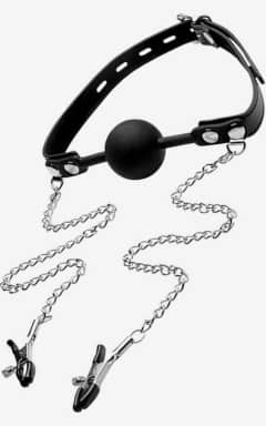 Bondage Silicone Ball Gag with Nipple Clamps