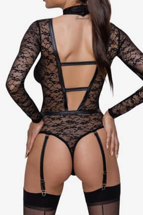 Nyheter Lace Body with Straps Black