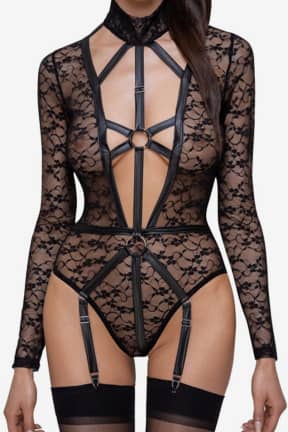 Nyheter Lace Body with Straps Black