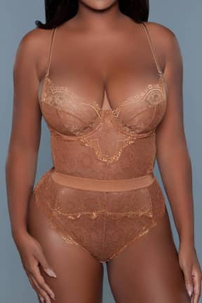 Sexiga Underkläder BeWicked Bettany Bodysuit Caramel S