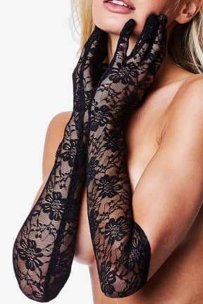 Alla Baci Allover Lace Opera Glove Black