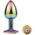 Mai Metal Anal Plug With Stone - Rainbow