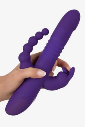 Dildo Thrusting Pearl Triple Vibrator Purple