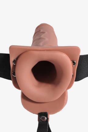 Dildo Hollow Squirting Strap On W. Balls 7.5 Inch Light