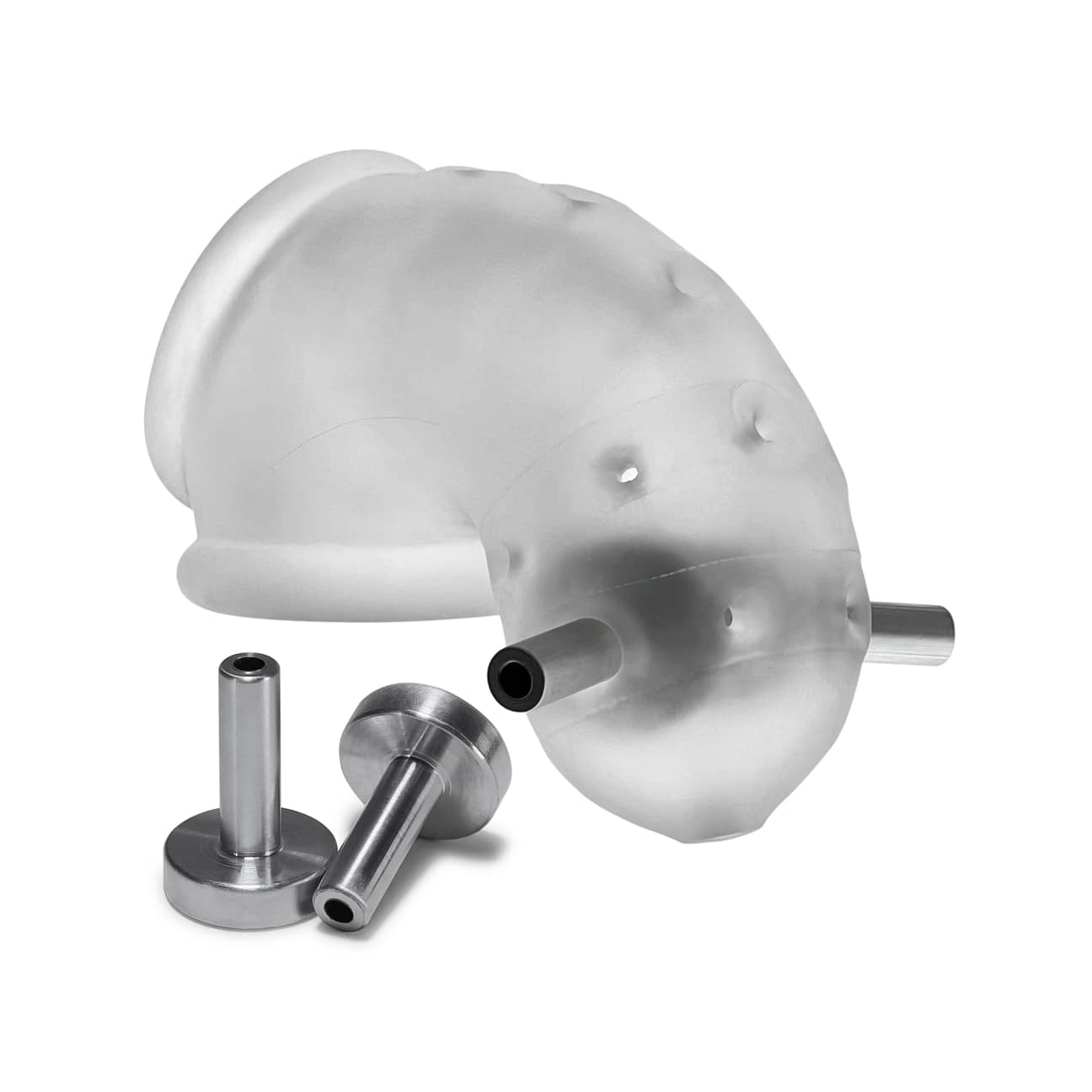 Oxballs Airlock Electro Chastity Clear Ice, detalj hål