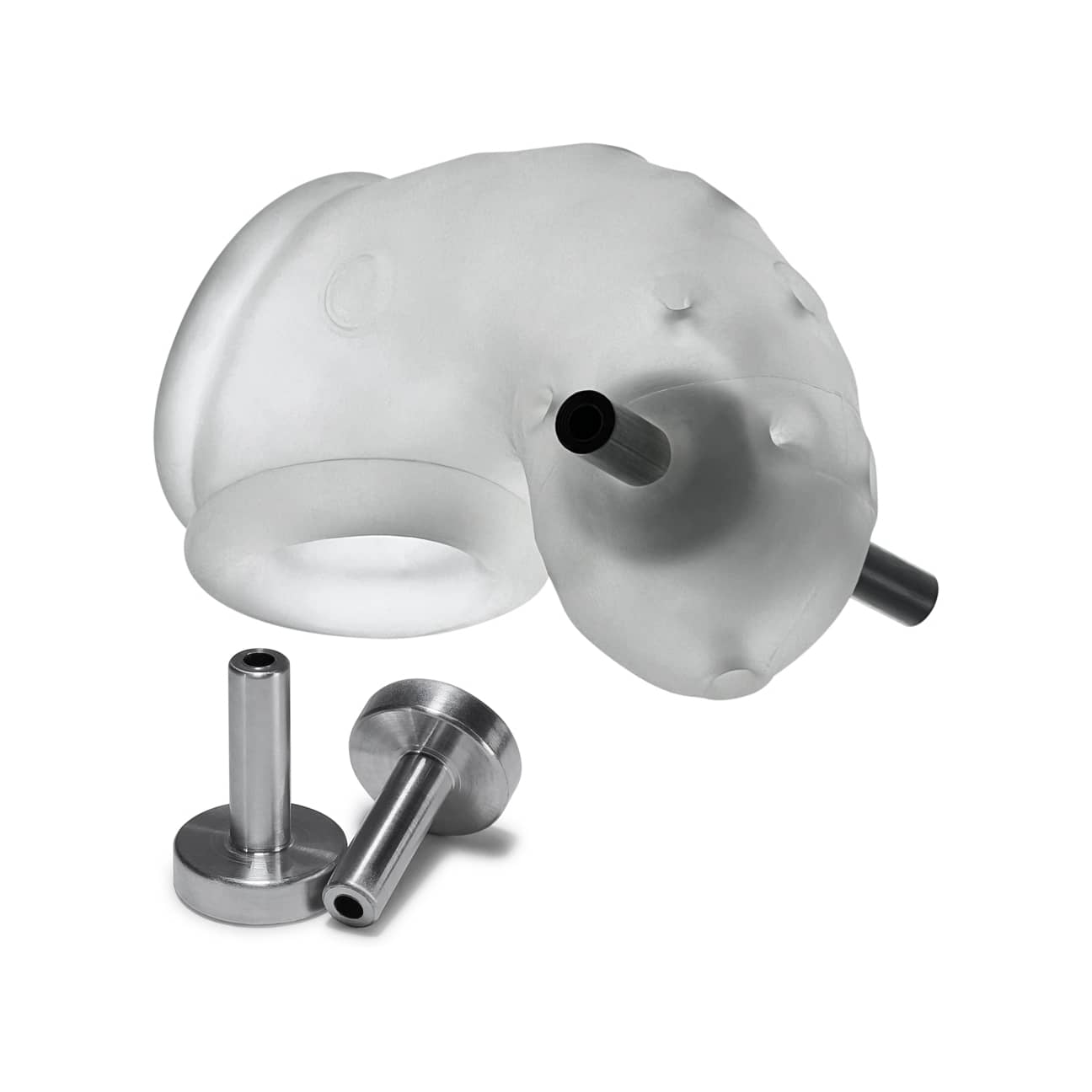 Oxballs Airlock Electro Chastity Clear Ice, bakifrån
