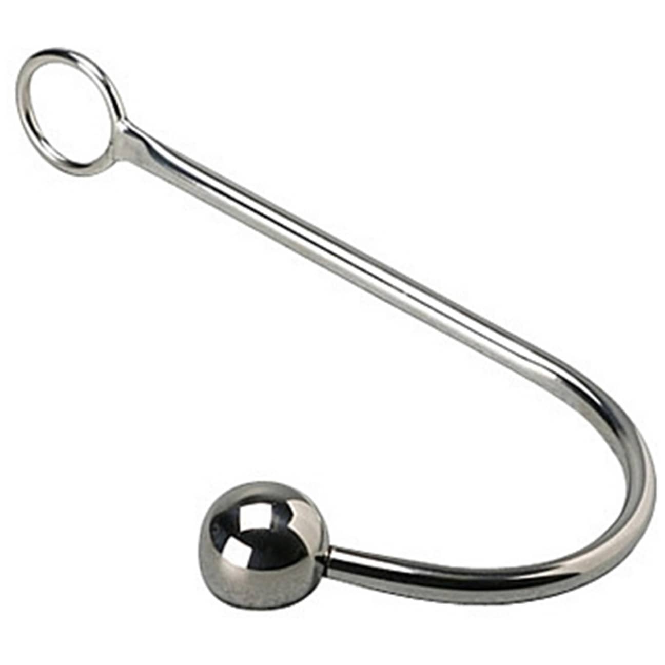 Steel Anal Hook sidovy, visar krokens form och ring för repfästning