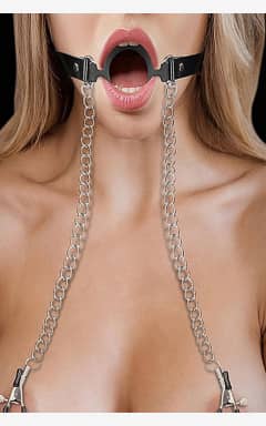 Alla O-Ring Ball Gag w. Nipple Clamps