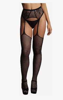 Sexiga Underkläder Le Désir Fishnet and Lace Garterbelt Stockings OS