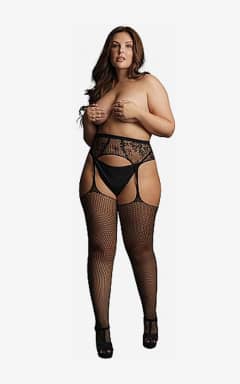 Sexiga Underkläder Le Désir Fishnet and Lace Garterbelt Stockings OSX