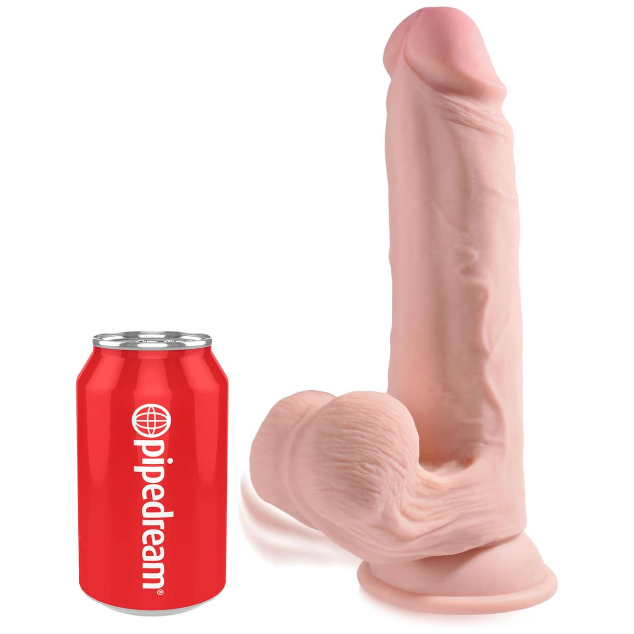 King Cock 3D Cock Swinging Balls 9 Inch Light Skin, sidovy