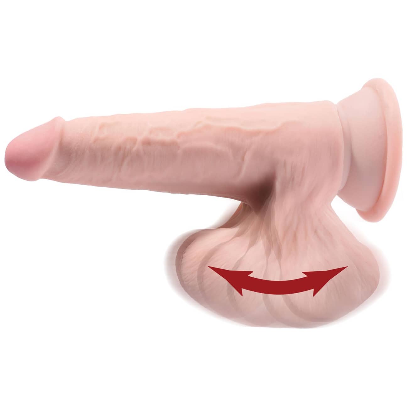 King Cock 3D Cock Swinging Balls 9 Inch Light Skin, sugkopp nedåt