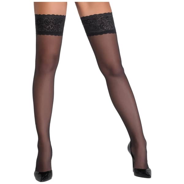 Hold-up Stockings Black 8cm Lace XS
