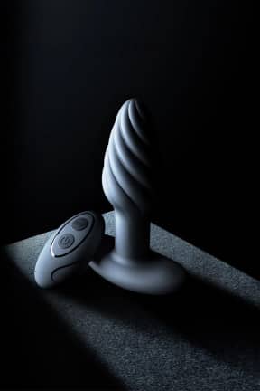 Analplugg  & Buttplug Spin Plug With Remote Black