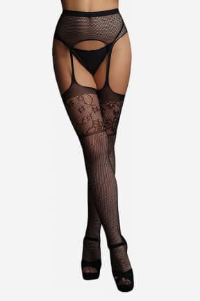 Sexiga Underkläder Le Désir Garterbelt Stockings with Lace Top One Size