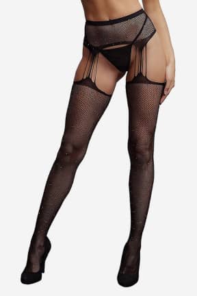 Sexiga Underkläder Le Désir Suspender Rhinestone Pantyhose One Size