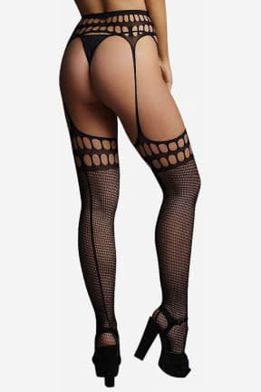Alla Le Désir Garterbelt Stockings with Open Design One Size