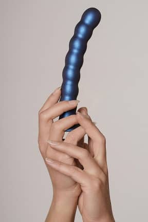 Anal Leksaker Beaded Silicone G-spot Dildo Black 16,5cm