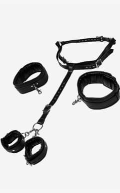 BDSM Body Harness With Thigh And Hand Cuffs Black