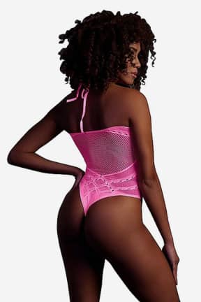 Sexiga Underkläder Glow In The Dark Body With Halter Neck Pink