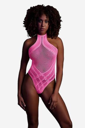 Sexiga Underkläder Glow In The Dark Body With Halter Neck Pink