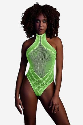 Sexiga Underkläder Glow In The Dark Body With Halter Neck Green