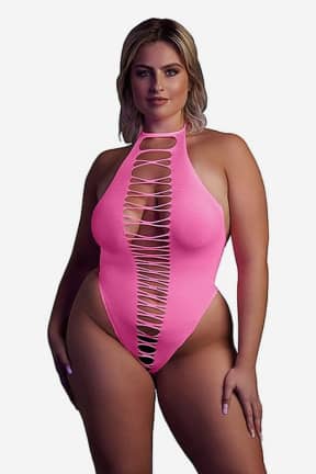 Sexiga Underkläder Glow In The Dark High Cut Body Pink