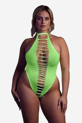 Sexiga Underkläder Glow In The Dark High Cut Body Green