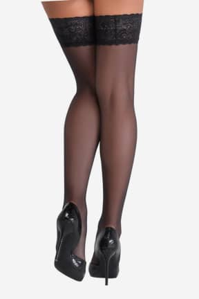 Sexiga Underkläder Hold-up Stockings Black 8cm Lace