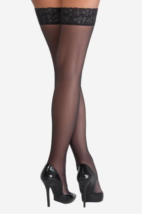 Sexiga Underkläder Hold-up Stockings Black 6cm Lace