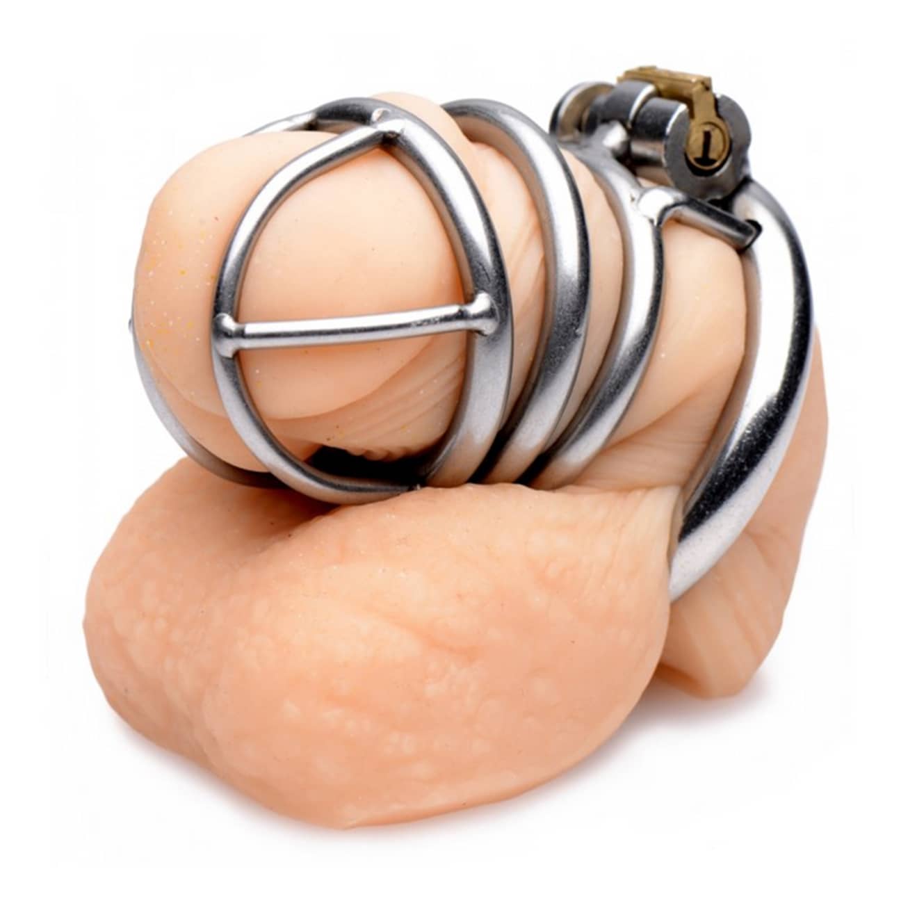 The Pen Deluxe Lockable Chastity Cage, helhetsbild med öppen och stängd position