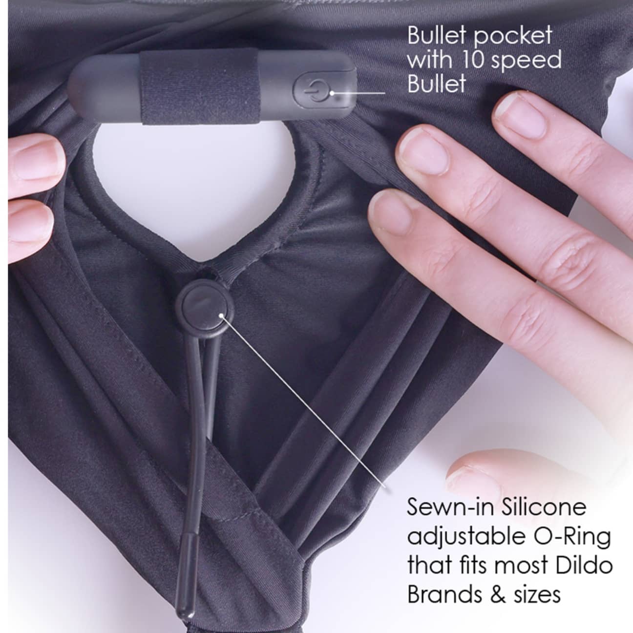 Ouch! Vibrating Strap On Boxer svart XL/XXL produktbild med vibrator
