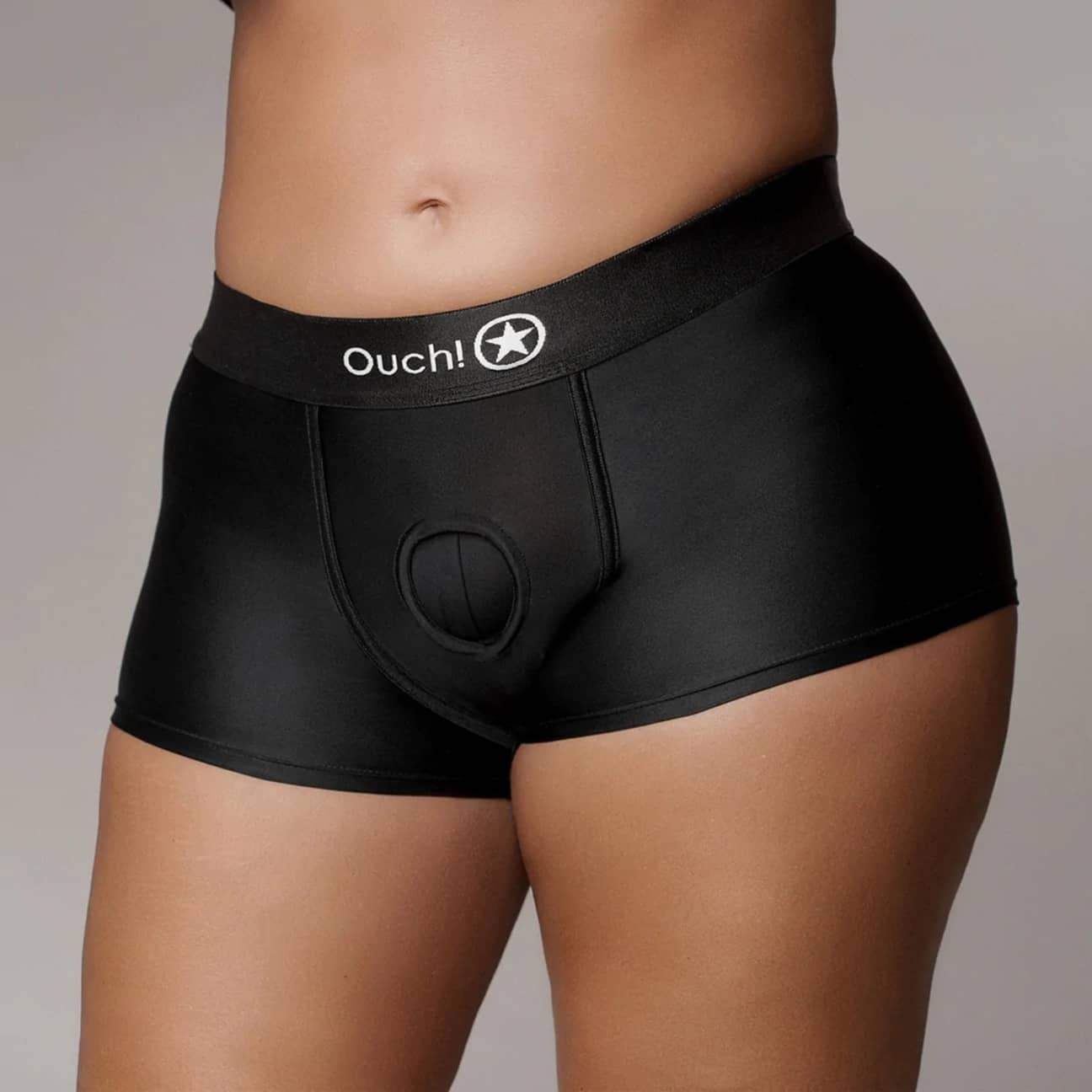 Ouch! Vibrating Strap On Boxer svart XL/XXL detaljvy O-ring