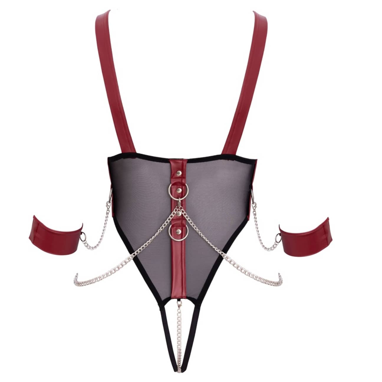 Cottelli Bondage Crotchless Body M, bakvy med svart och mörklila kontrast