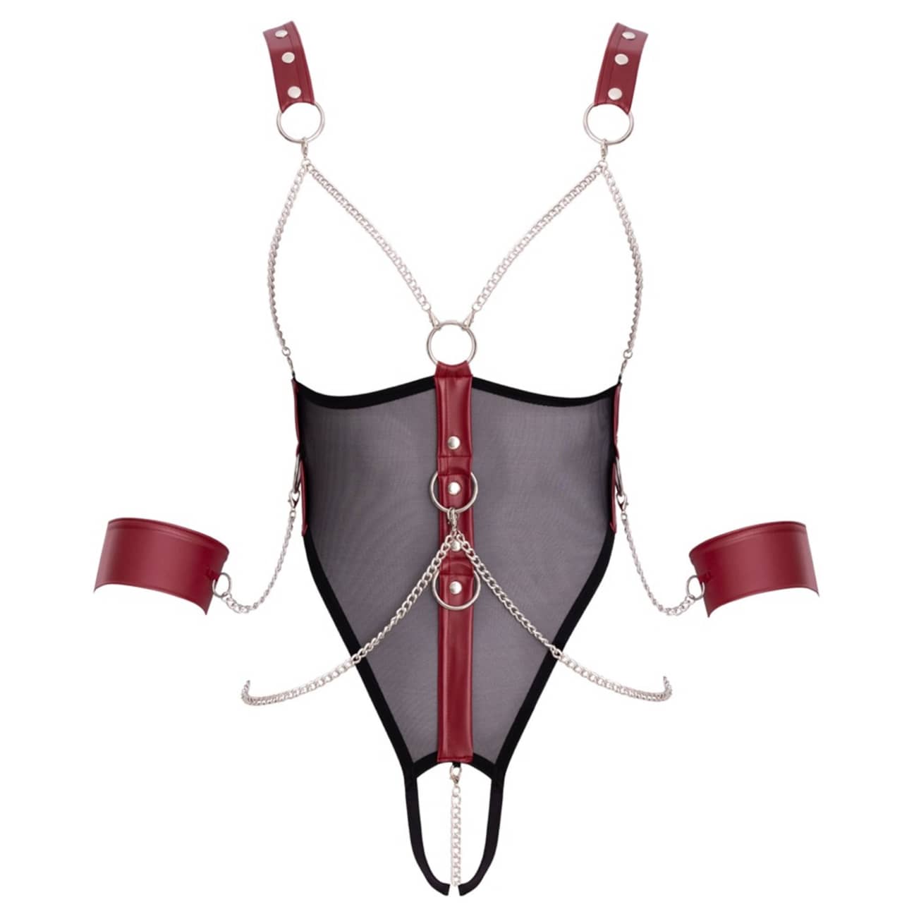 Cottelli Bondage Crotchless Body M, sidovy med öppen gren-design