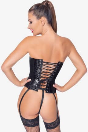 För henne Black Level - Vinyl Corset - Black
