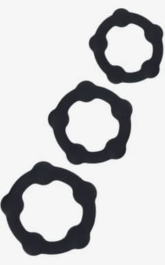 Alla Levelz - Beaded Silicone Cockring Set Of 3 - Black - S/M/L
